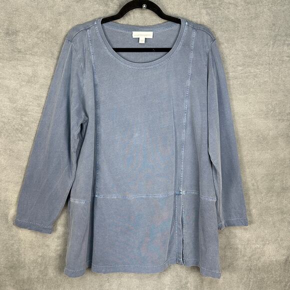 J Jill Purejill Top Womens Extra Large Blue Organically Grown Cotton Lagenlook - Picture 1 of 12